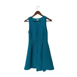 Anthropologie Leifsdottir Turquoise‎ Tonnelle Zip Front Mini Dress size 2